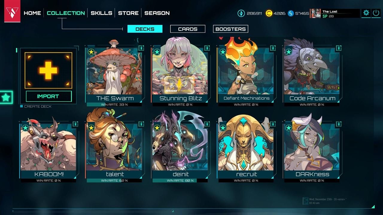 Hero card collection screen in The Lost Glitches